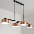 DecorBites rose gold metal pendant light fixture with copper finish and black frame for minimalist dining room lighting