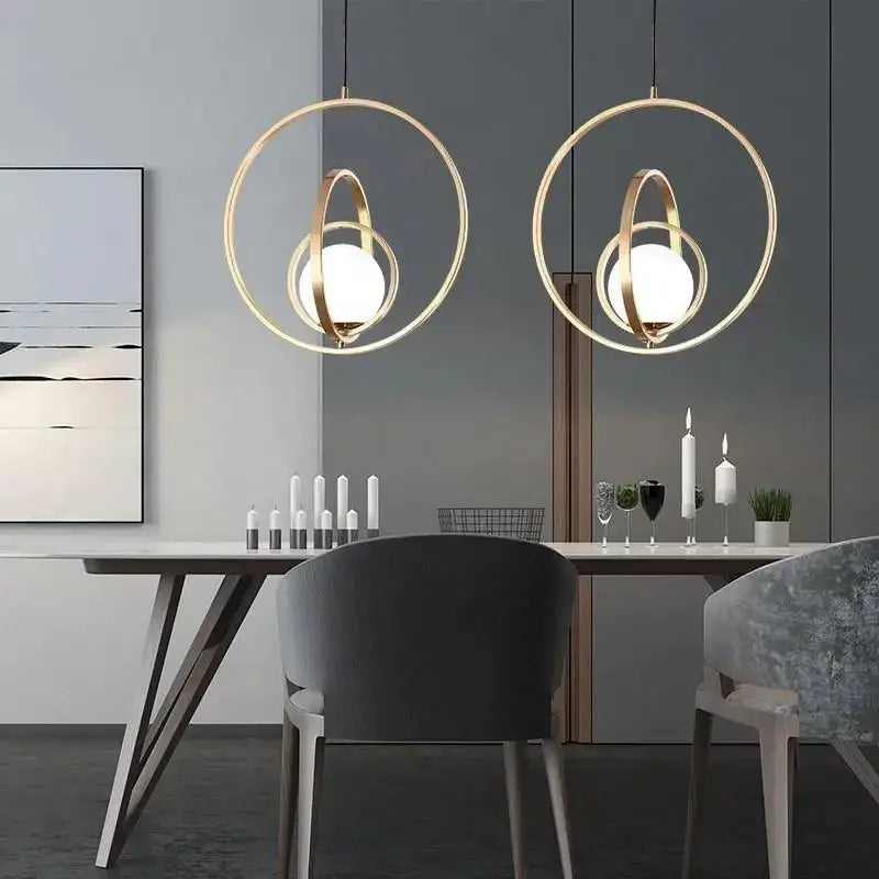 DecorBites™ Rotating Gold Ring Pendant Light