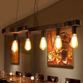 DecorBites™ Rust Finish Pendant Lamp with Guitar Shaped Beam - Open Bulb Dining Room Island Ceiling Light (Metal, 5-Head)