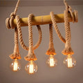 DecorBites™ Rustic Bare Bulb Pendant Light with Bamboo Pole and Rope Suspension