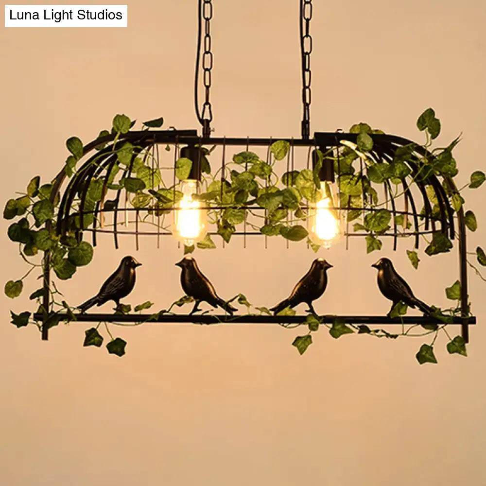DecorBites™ Rustic Birdcage Island Pendant Light with Ivy for Restaurant Décor