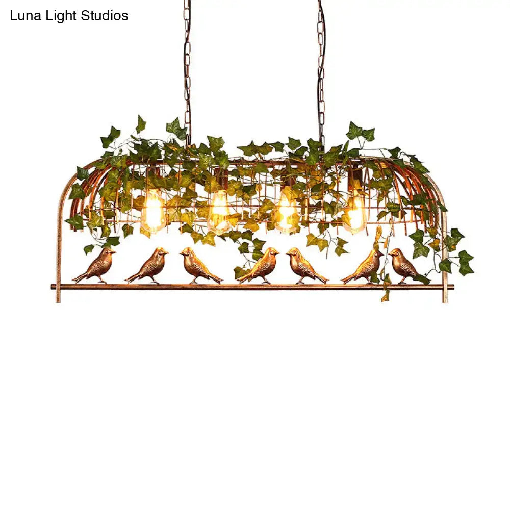 DecorBites™ Rustic Birdcage Island Pendant Light with Ivy for Restaurant Décor
