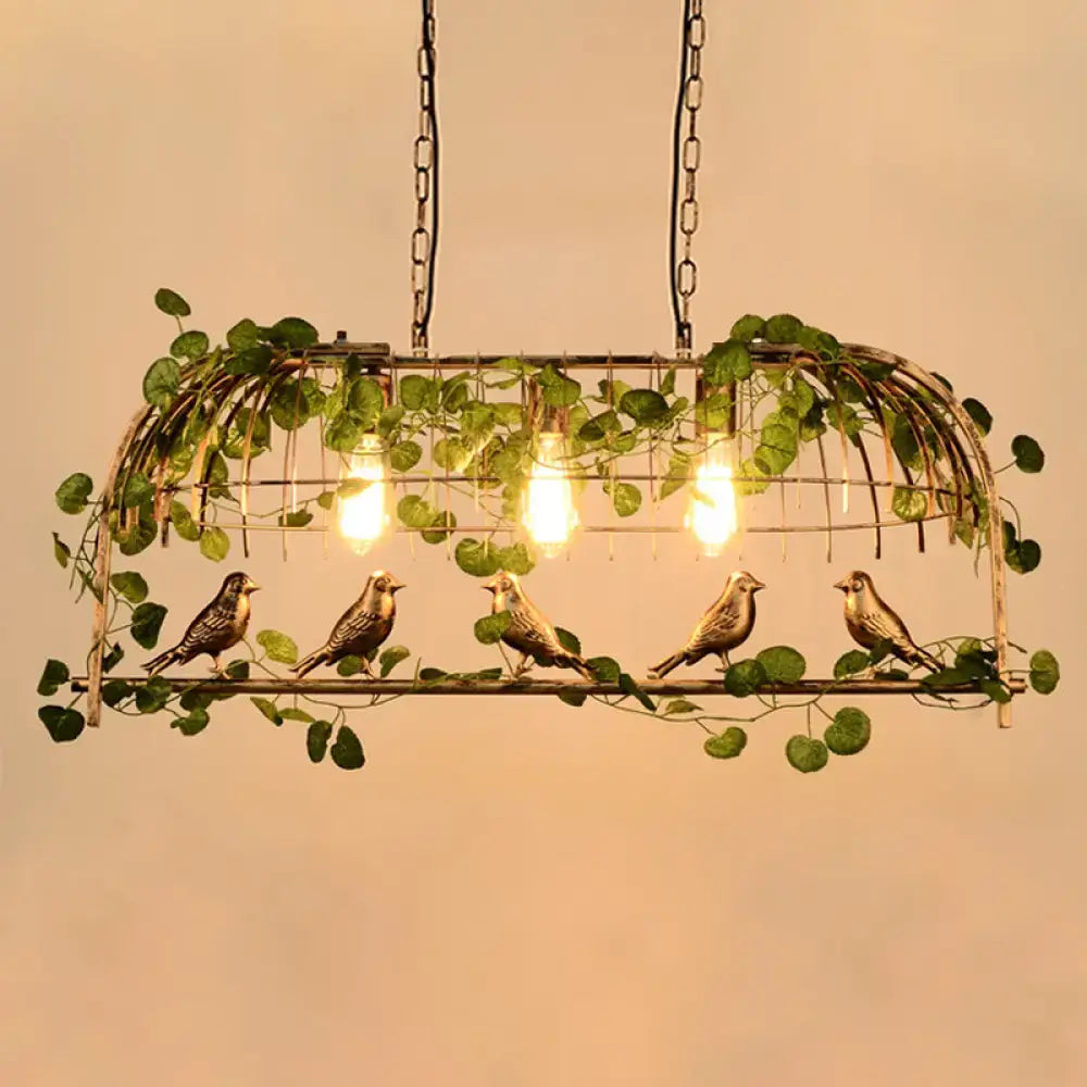 DecorBites™ Rustic Birdcage Island Pendant Light with Ivy for Restaurant Décor
