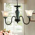 DecorBites™ Rustic Floral Chandelier with Blackish Green Suspension and Frosted Glass for Living Room