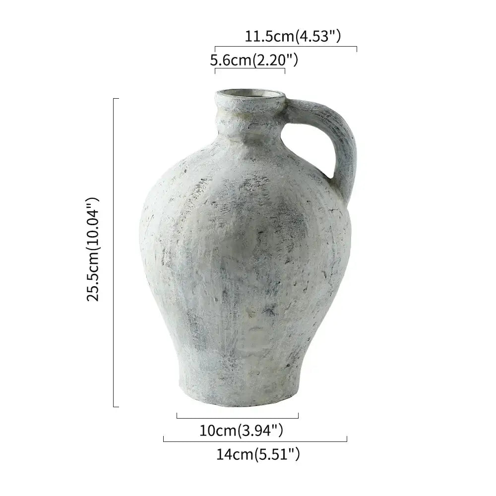 DecorBites™ rustic handmade ceramic vase with coarse pottery texture and earthy gray tones for home decor