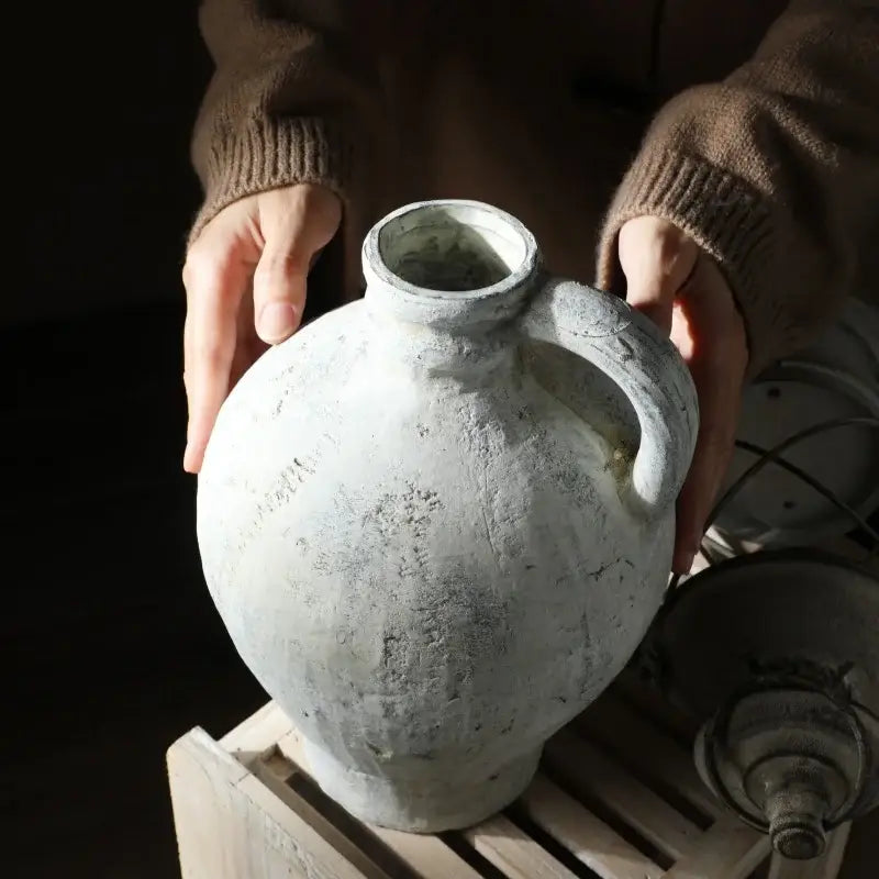 Decorbites™ rustic handmade ceramic vase with a matte finish coarse pottery jug for home decor and display