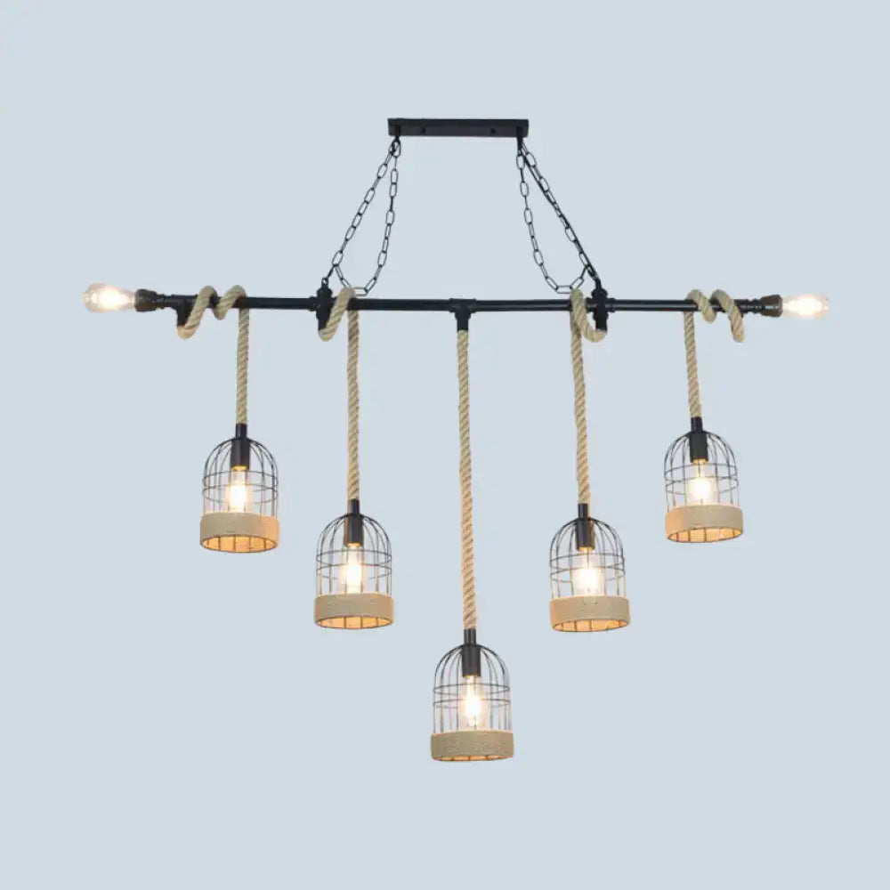 DecorBites™ Rustic Iron Birdcage Island Light for Dining Room Ceilings - Suspended Lighting Fixture