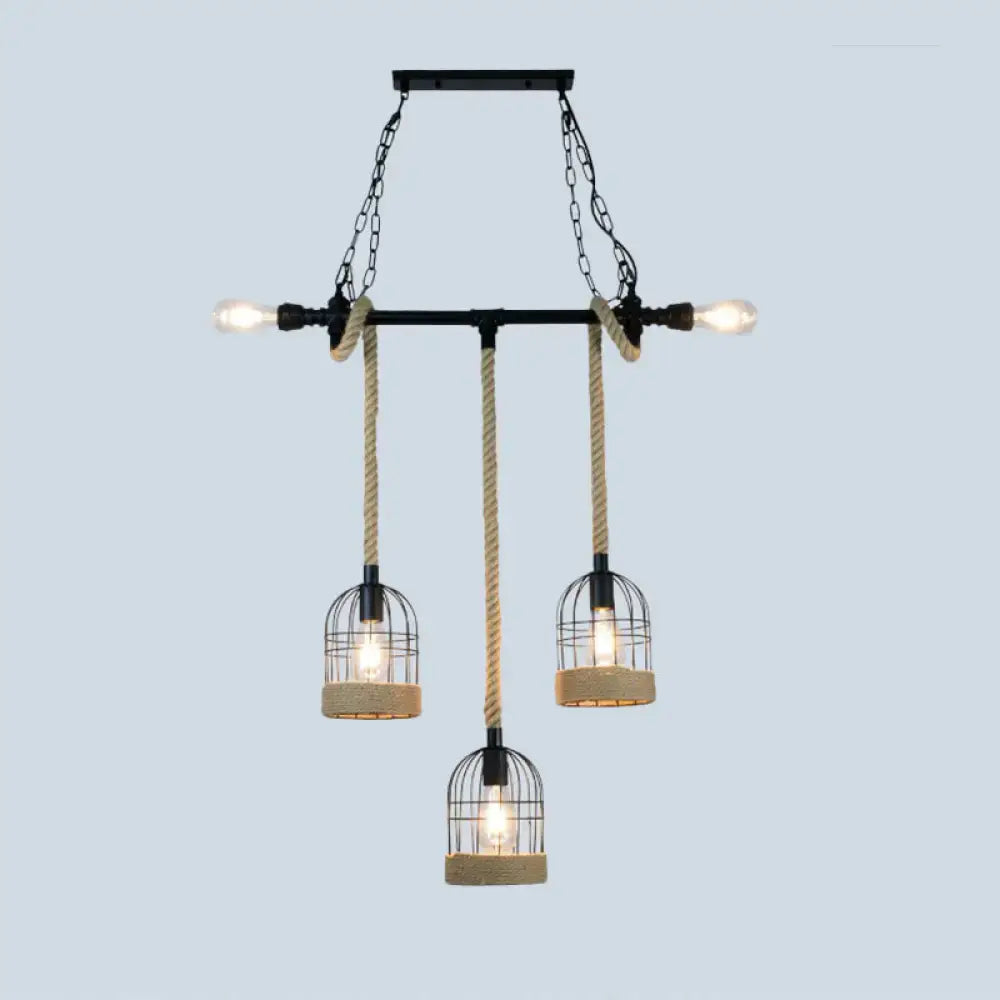 DecorBites™ Rustic Iron Birdcage Island Light for Dining Room Ceilings - Suspended Lighting Fixture