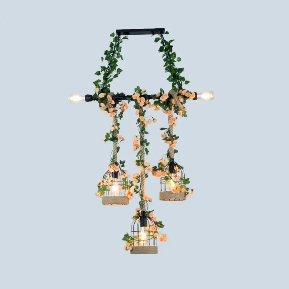 DecorBites™ Rustic Iron Birdcage Island Light for Dining Room Ceilings - Suspended Lighting Fixture