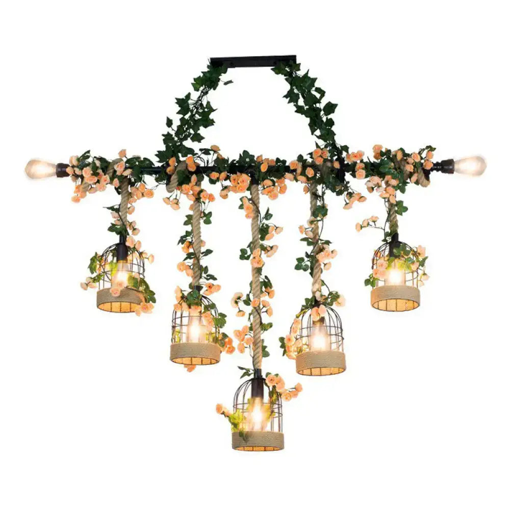 DecorBites™ Rustic Iron Birdcage Island Light for Dining Room Ceilings - Suspended Lighting Fixture
