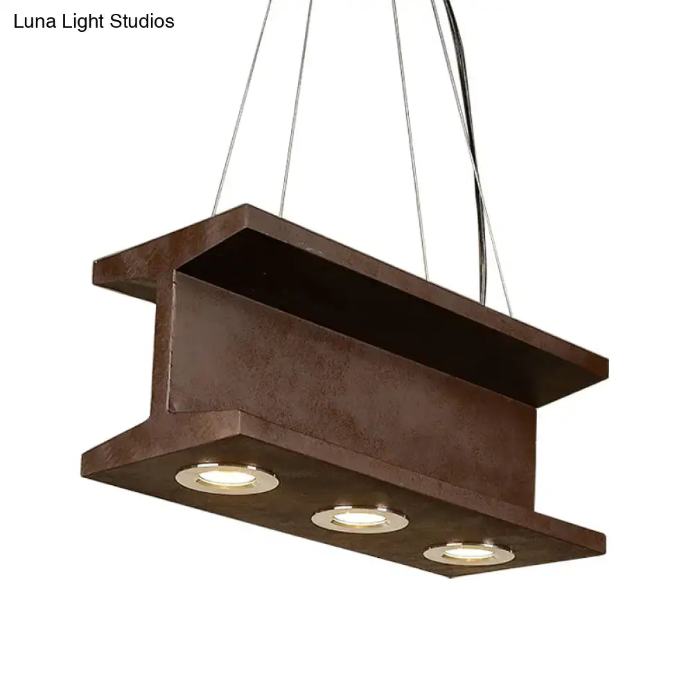 DecorBites™ Rustic Iron Industrial H-Beam Pendant Light with 3 Bulbs for Table or Island