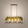DecorBites™ Rustic Island Ceiling Light with Cast Iron Birdcage Fixture, Bird & Leaf Deco