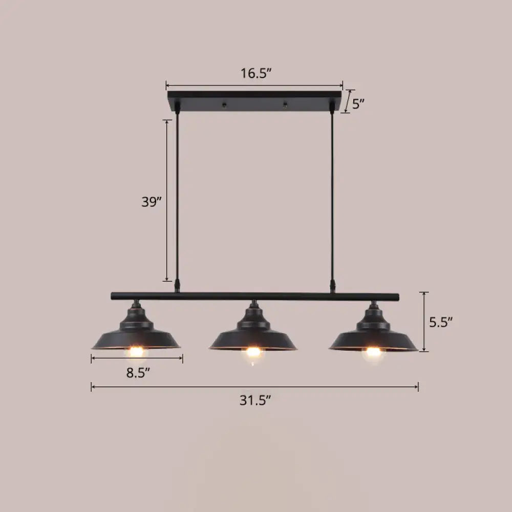DecorBites™ Rustic Metal 3-Head Hanging Ceiling Light - Lid Shaped Bistro Island Lamp in Dark Coffee