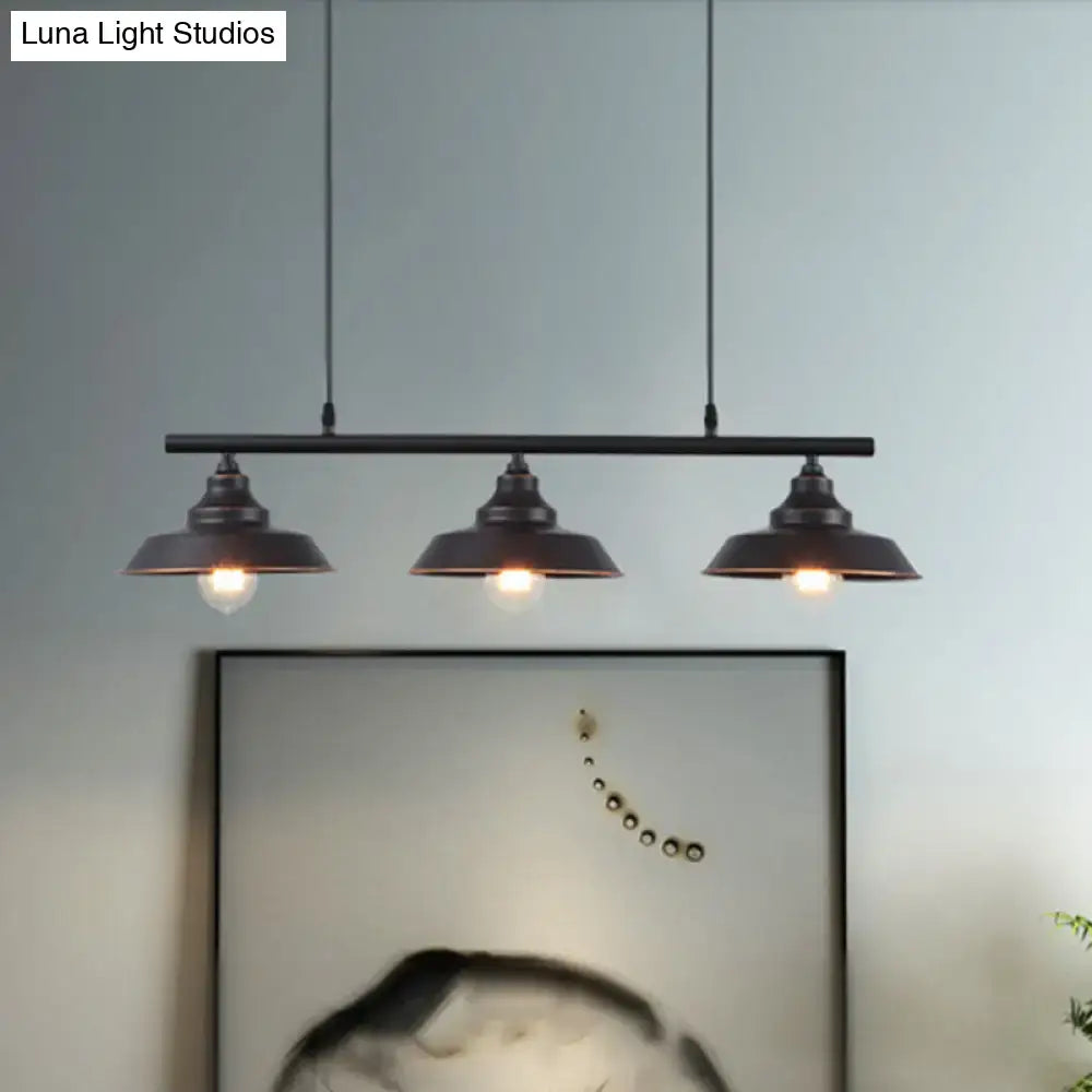 DecorBites™ Rustic Metal 3-Head Hanging Ceiling Light - Lid Shaped Bistro Island Lamp in Dark Coffee