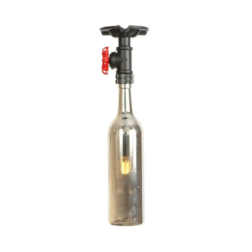 DecorBites™ Rustic Single Light Semi Flushmount with Glass Shade - Bottle Design