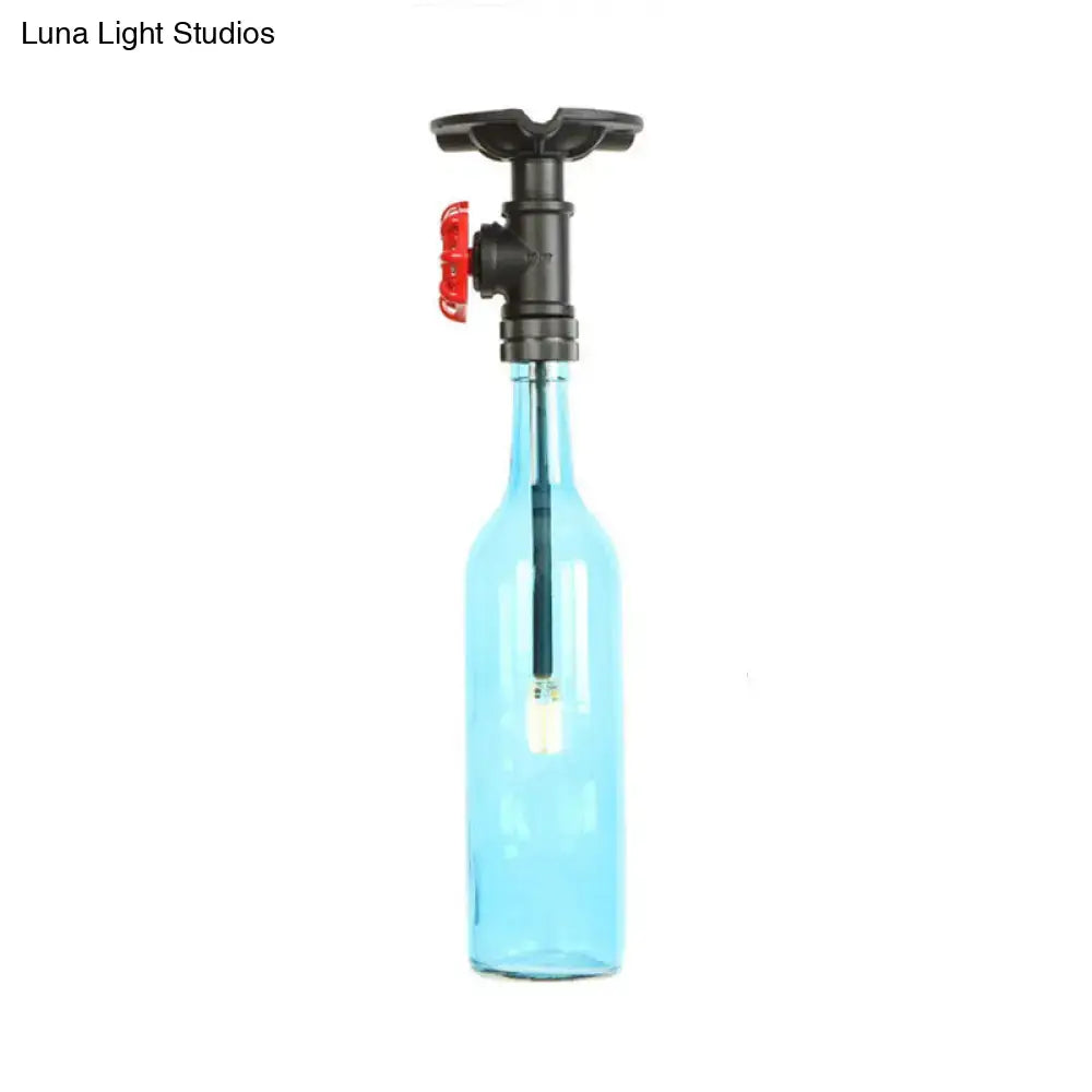 DecorBites™ Rustic Single Light Semi Flushmount with Glass Shade - Bottle Design