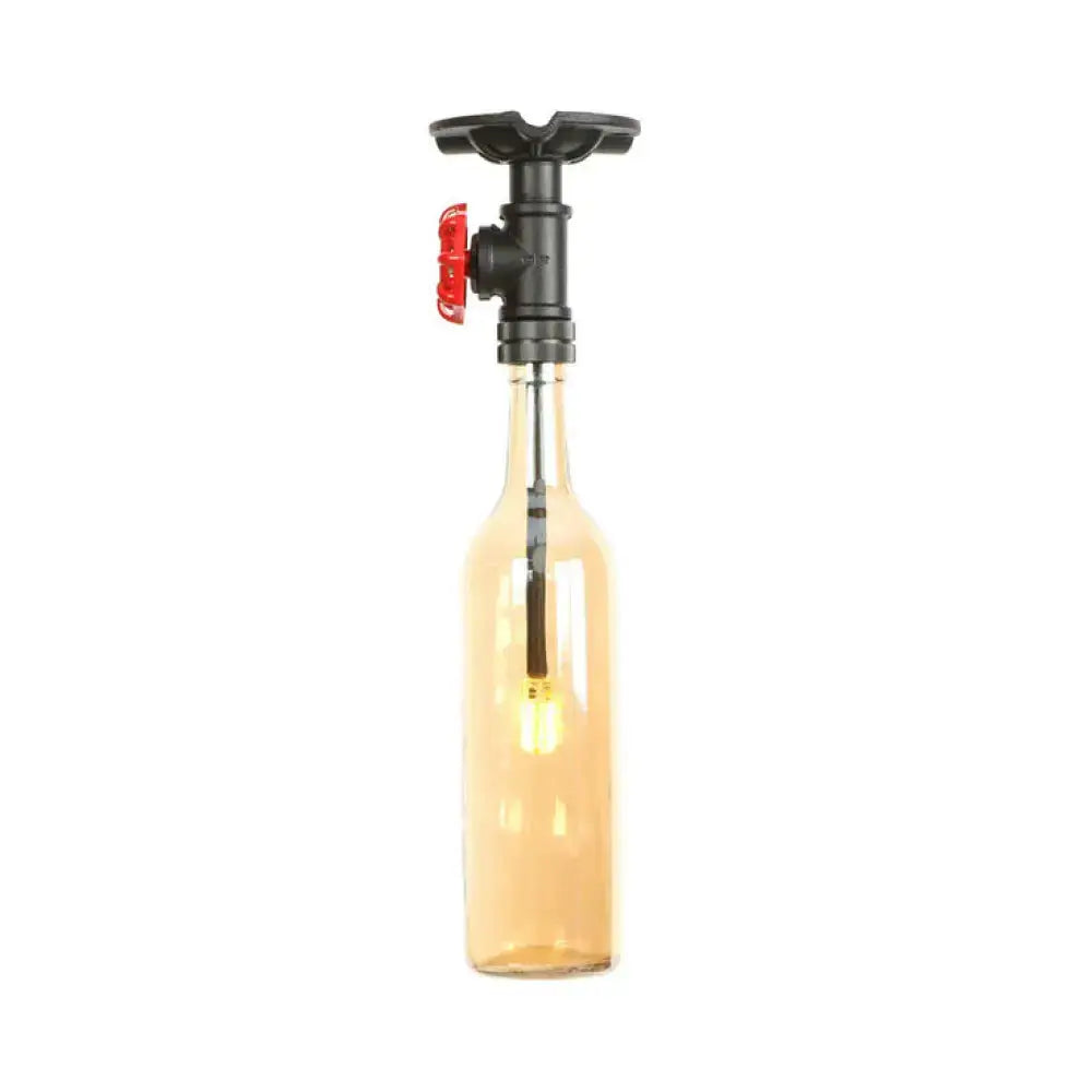DecorBites™ Rustic Single Light Semi Flushmount with Glass Shade - Bottle Design