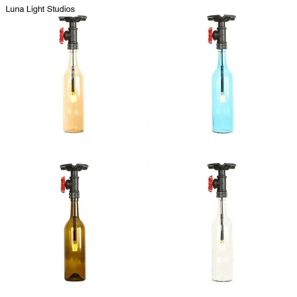 DecorBites™ Rustic Single Light Semi Flushmount with Glass Shade - Bottle Design