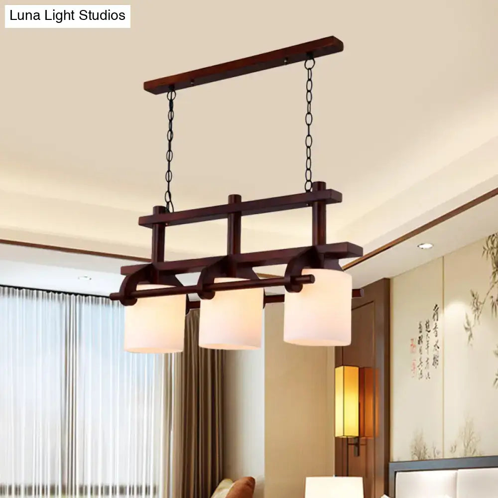 مصباح جزيرة DecorBites™ Rustic White الزجاجي مع 2/3 رؤوس معلقة وعارضة خشبية لغرفة الطعام