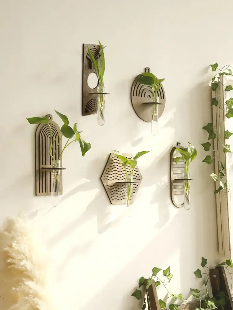DecorBites™ Rustic Wood Wall Vase for Greenery