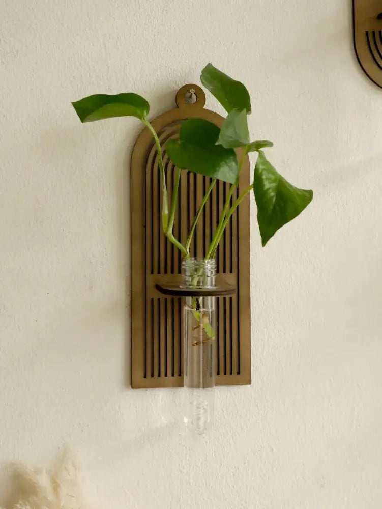 DecorBites™ Rustic Wood Wall Vase for Greenery