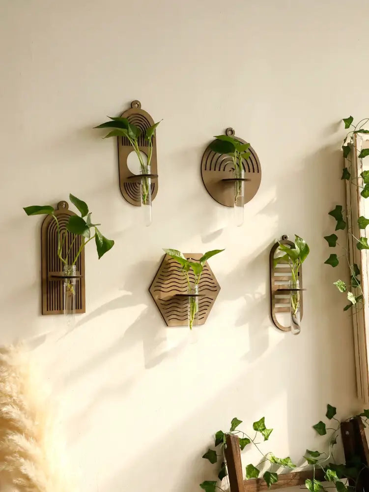 DecorBites™ Rustic Wood Wall Vase for Greenery