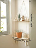 DecorBites™ Rustic Wooden Wall Shelf with Hanging Plant Storage