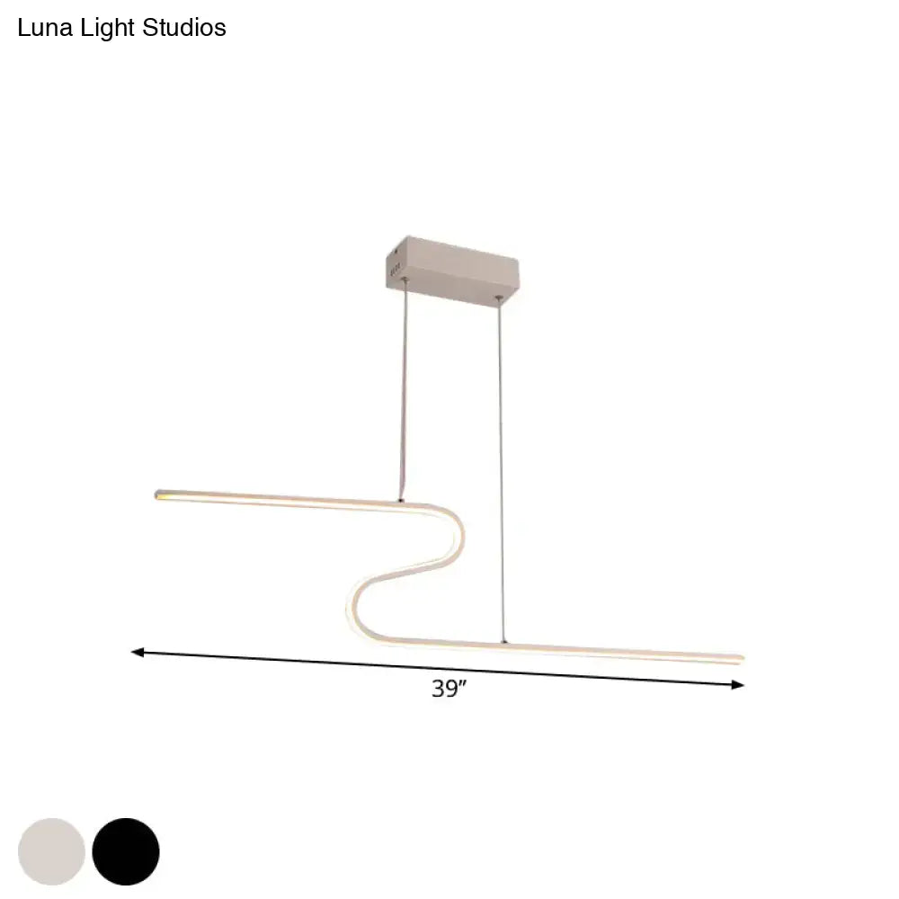 DecorBites™ S-Shape Island Pendant Metal Ceiling Lamp in Warm/White Light - Modern Design