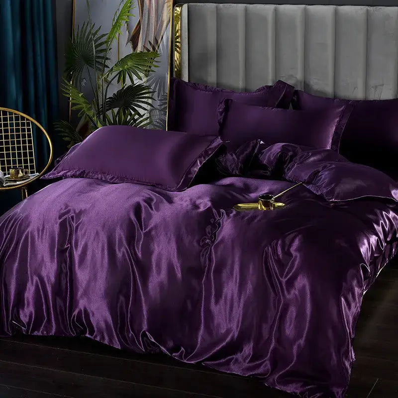 DecorBites™ Satin Silk Bedding Set - Luxury Solid Color