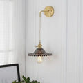 DecorBites™ Scalloped Smoked Glass Brass Sconce Light: Industrial 1-Light Wall Lamp for Bedroom