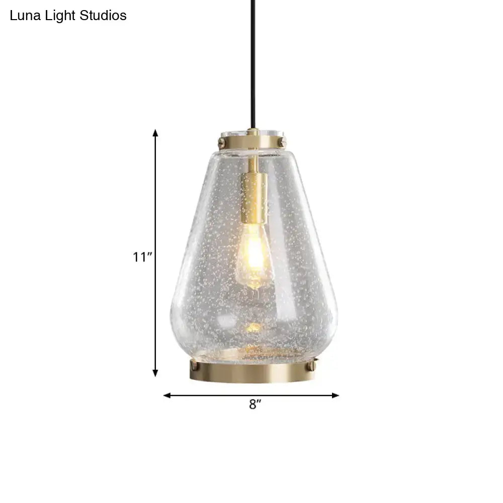 DecorBites™ Seeded Glass Pendant Light with Brass Rim - Perfect for Bedrooms