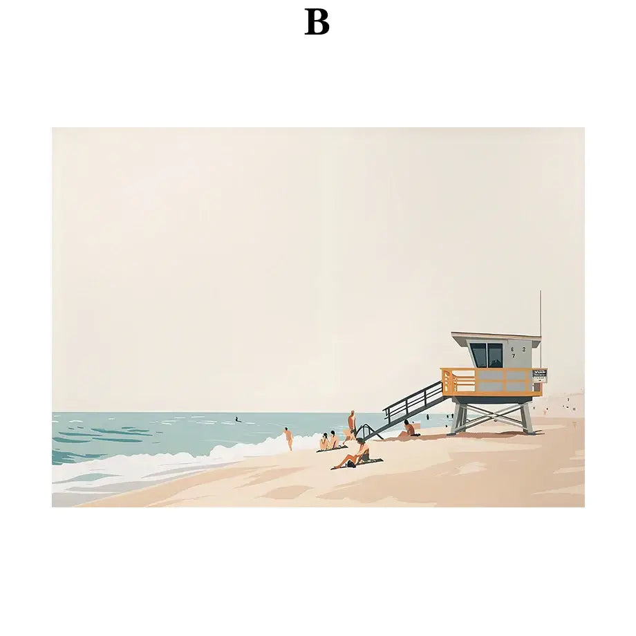 DecorBites™ Serene Beach Watercolor Canvas Art Print