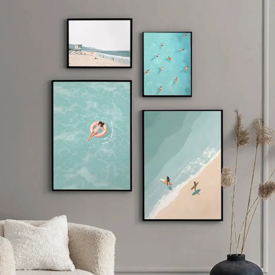 DecorBites™ Serene Beach Watercolor Canvas Art Print