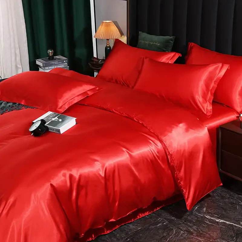 DecorBites™ Silk Bedding Set - Luxury Solid Color King/Queen/Twin