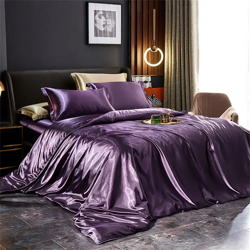 DecorBites™ Silk Bedding Set: Luxury Solid Satin Sheets