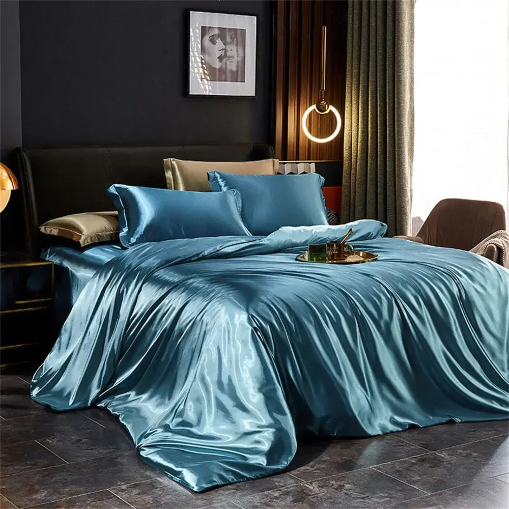 DecorBites™ Silk Bedding Set: Luxury Solid Satin Sheets
