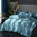 DecorBites™ Silk Luxury Bedding Set: Duvet Cover, Bedsheet