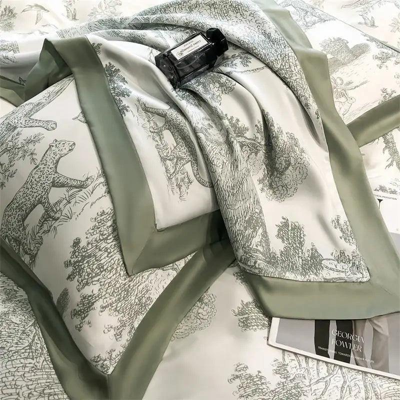 طقم شراشف سرير من ألياف الأوكالبتوس الحريرية DecorBites™ - نقشة فهد الغابة