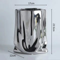 DecorBites™ Silver Ruffled Ceramic Flower Vase