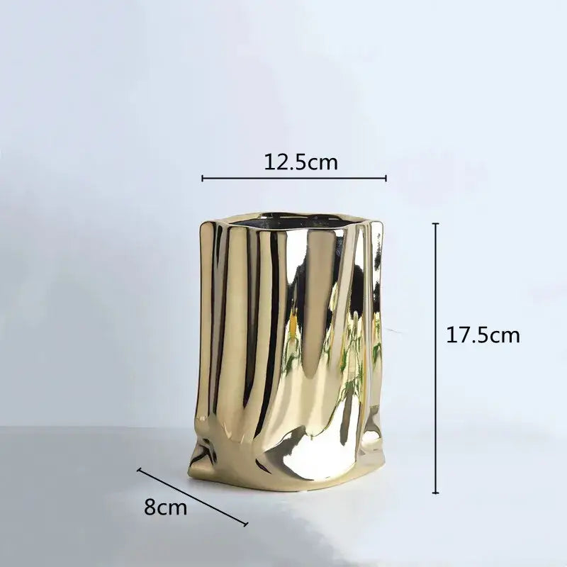 DecorBites™ Silver Ruffled Ceramic Flower Vase