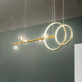 DecorBites™ Simple 5-Head LED Island Light Fixture in Gold: Clear Glass Sphere Design