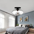 DecorBites™ Simple Style Glass Oval Flush Mount Lamp with 1 Light - Clear/Amber/Smoky Ceiling Fixture for Hallway