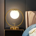 DecorBites™ Simple Style Ivory Glass Ball Table Light with Gold Night Lamp and Deer Deco