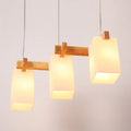 DecorBites™ Simplicity Wood 3-Head Opaline Glass Rectangular Island Pendant Light