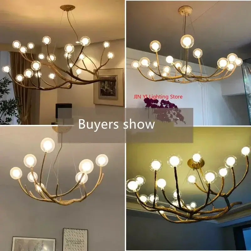 DecorBites™ Simulation Iron Tree Branch Bubble Chandelier