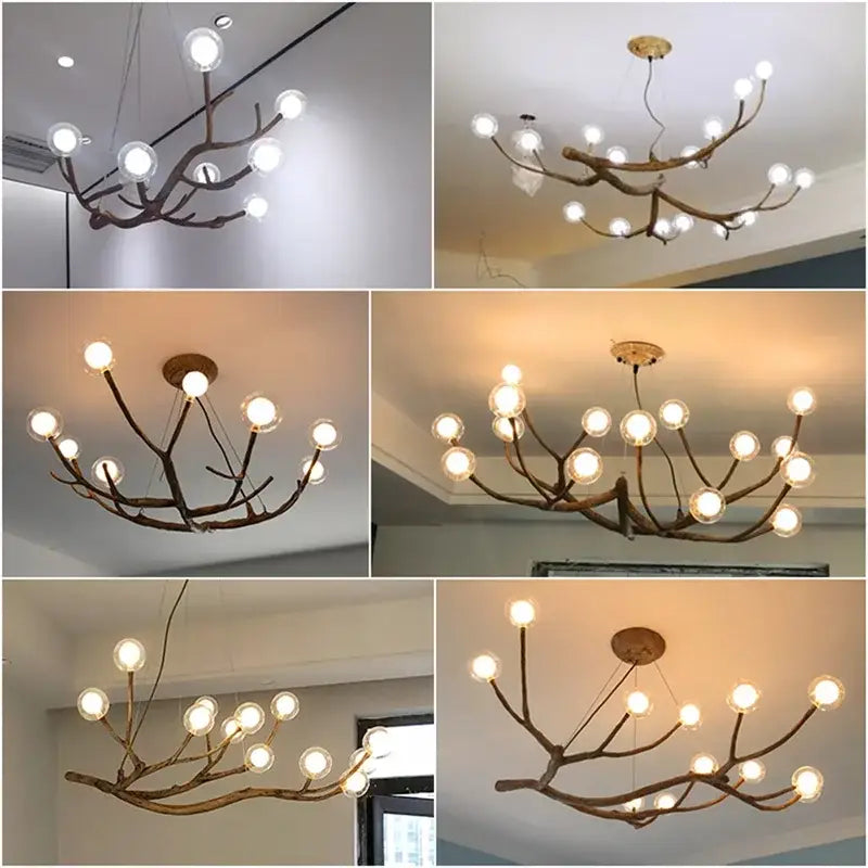 DecorBites™ Simulation Iron Tree Branch Bubble Chandelier