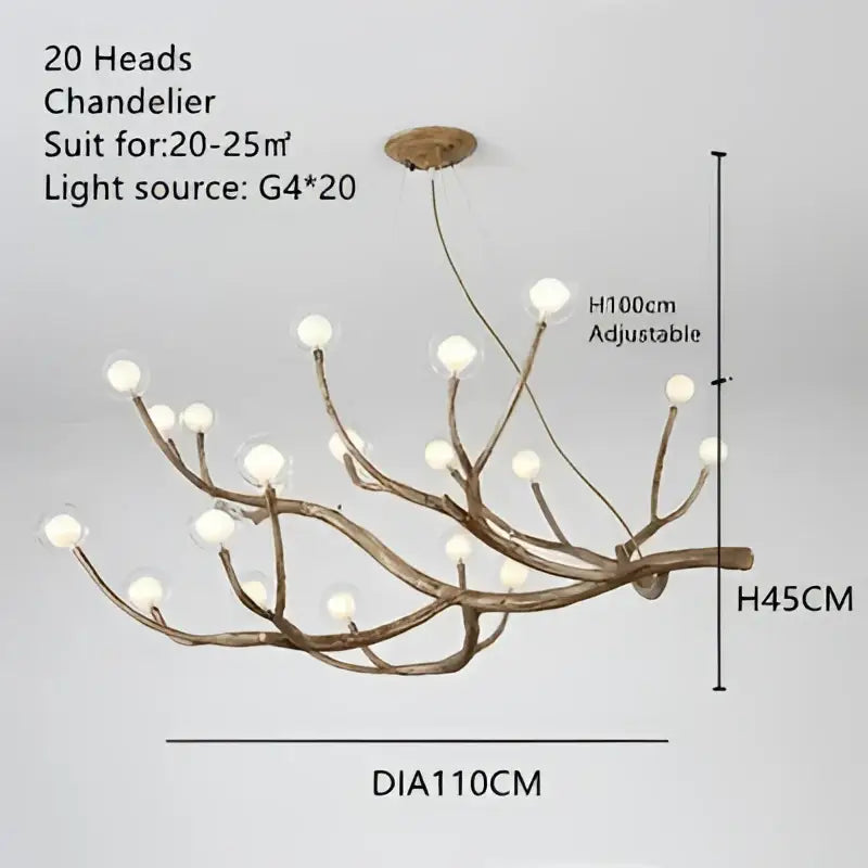 DecorBites™ Simulation Iron Tree Branch Bubble Chandelier