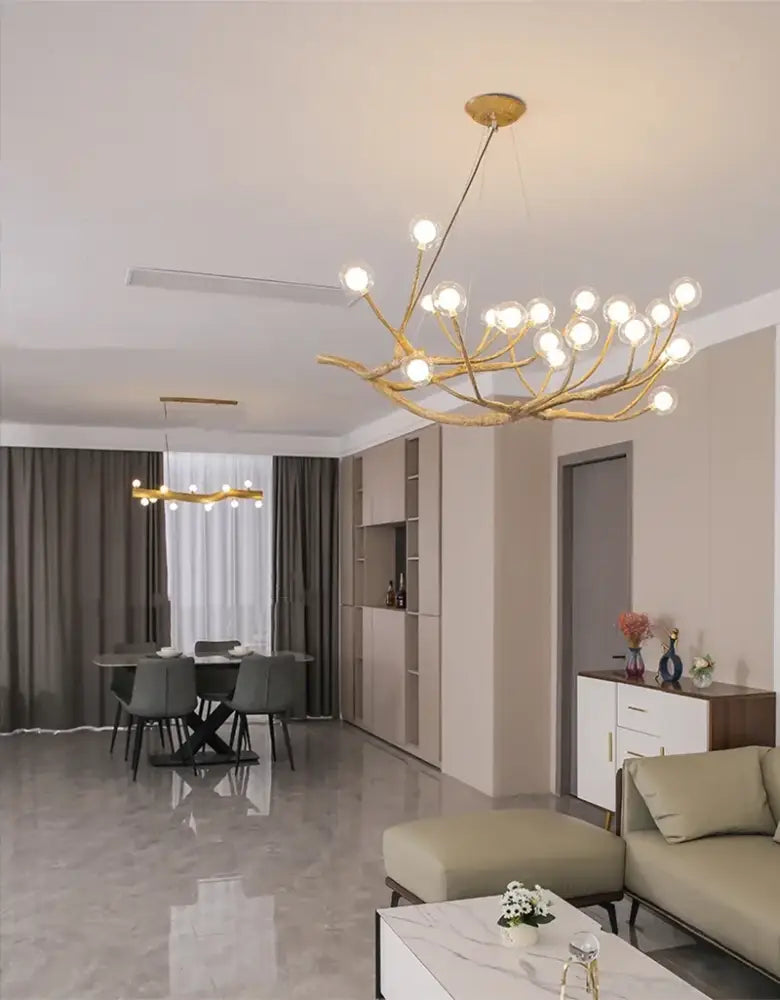 DecorBites™ Simulation Iron Tree Branch Bubble Chandelier