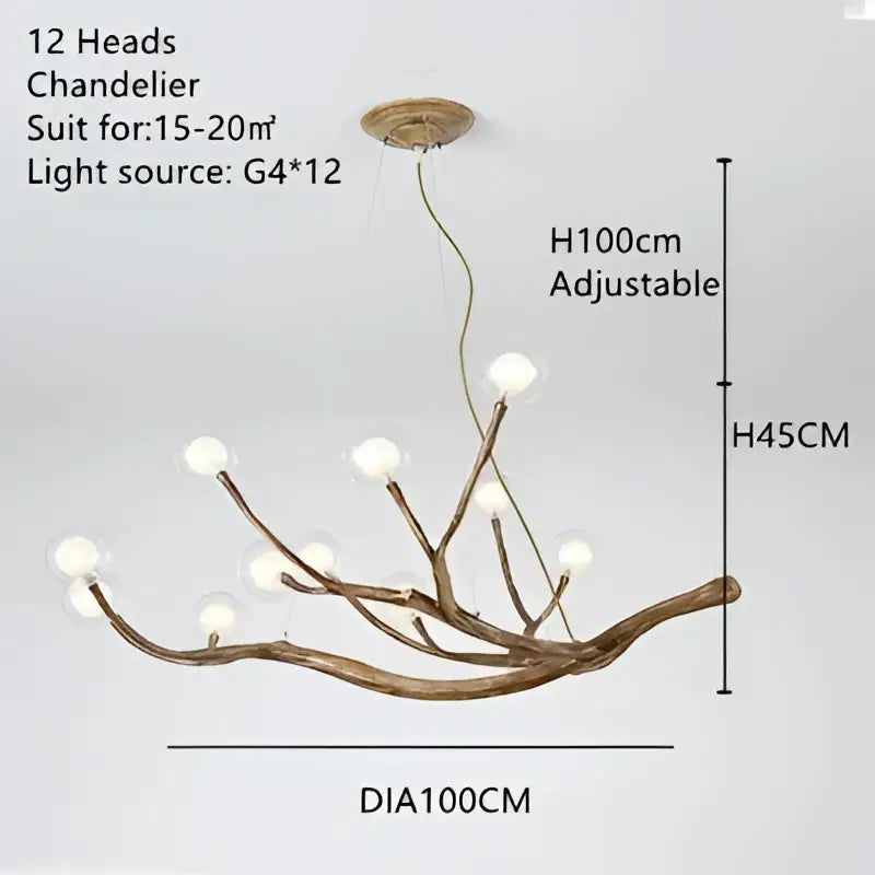 DecorBites™ Simulation Iron Tree Branch Bubble Chandelier