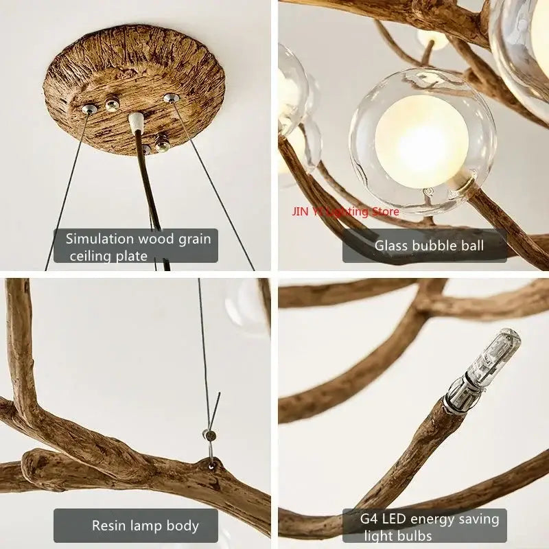 DecorBites™ Simulation Iron Tree Branch Bubble Chandelier